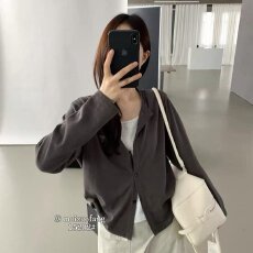 批发档口上新 2026新款女款复古灰长袖衬衫外套宽松百搭上衣