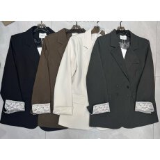 批发档口上新 2026年新款女装蕾丝拼接翻领西装外套女<b class='q'>春</b>秋百搭上衣