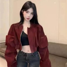批发档口上新 美式高街新款黑色PU皮夹克外套女百搭显瘦短款上衣
