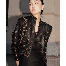 批发档口上新 2026新款女装红色铆钉皮衣短款外套女设计感上衣