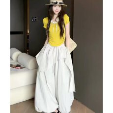 批发档口上新 2026<b class='q'>夏</b>季新款女装设计感不规则拼接阔腿长裤