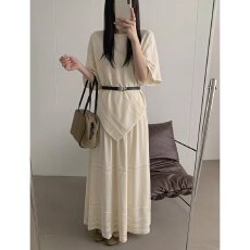 批发档口上新 2026<b class='q'>春</b>秋新款女士针织套装短袖上衣高腰A字长裙两件套