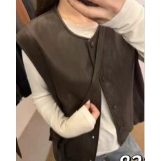 批发档口上新 2026年<b class='q'>春</b>季新款仿皮无袖马甲女宽松直筒背心