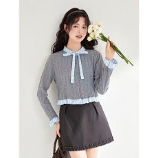 批发档口上新 2026年春季新款女装短款<b class='q'>修身</b>针织开衫绞花蝴蝶结长袖