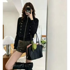 批发档口上新 2026年春秋新款短款立领拉链修身夹克外套女
