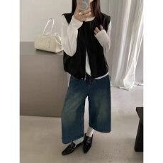 批发档口上新 2026<b class='q'>春</b>秋新款PU皮黑色无袖马甲背心女休闲酷飒