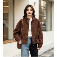 批发档口上新 2026年秋<b class='q'>冬</b>新款复古风立领短款夹克女装宽松箱型