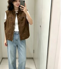 批发档口上新 2026<b class='q'>春</b>秋复古棕色工装风马甲背心女立领拉链按扣外套