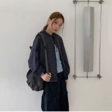 批发档口上新 2026年春秋季新款女士连帽格纹拉链夹克外套休闲百搭