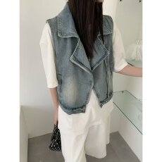 批发档口上新 2026年秋季新款女士水洗<b class='q'>牛仔</b>马甲背心修身短款休闲百搭