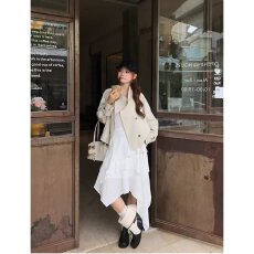 批发档口上新 2026年春季新款女装<b class='q'>短款</b>西装领外套宽松双排扣小个子