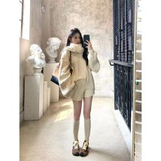 批发档口上新 2026年秋冬新款女<b class='q'>装</b>宽松绞花针织毛衣短<b class='q'>裤</b>套<b class='q'>装</b>慵懒风