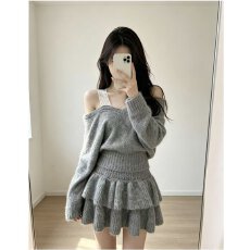 批发档口上新 2026年春季新款女装针织<b class='q'>毛衣</b>两件套上衣半身裙套装