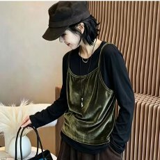 批发档口上新 2026年新款女装<b class='q'>丝绒</b>吊带背心修身方领细肩带内搭外穿