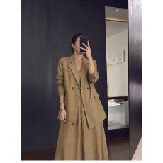 批发档口上新 2026年春季新款女装宽松翻领双排扣<b class='q'>西装外套</b>通勤百搭