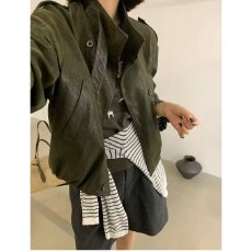 批发档口上新 2026年秋季新款女复古工装风衣短款夹克外套宽松大翻领