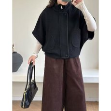 批发档口上新 2026年秋季新款女装宽松斗篷式短款外套立领开衫