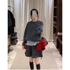 批发档口上新 2026秋冬新款女麻花针织套<b class='q'>装</b>圆领长袖上衣蕾丝拼接短<b class='q'>裤</b>