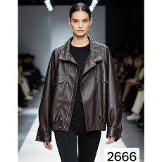 批发档口上新 2026年春秋季新款女装宽松大翻领拉链短款皮<b class='q'>夹克</b>外套