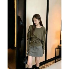 批发档口上新2026年夏季新款女装针织衫<b class='q'>荷叶边</b>长袖圆领假两件上衣<b class='q'>毛衣</b>