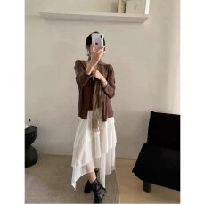 批发档口上新 2026年春秋新款女装宽松落肩针织开衫中长款薄外套百搭