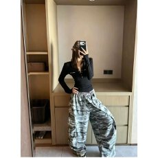 批发档口上新 2026年春秋新款女装V领长袖套头上衣双拉链口袋打底衫