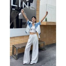 批发档口上新 2026年<b class='q'>夏季</b>新款女装拼接撞色立领短袖外套宽松短款夹克