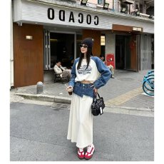 批发档口上新2026年春秋季<b class='q'>女</b>装宽松落肩圆领长袖<b class='q'>套头卫衣</b>拼接短款上衣
