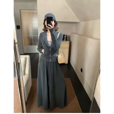 批发档口上新 2026年春秋新款女装连帽拉链针织开衫半身长裙两件套