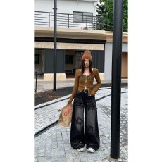 批发档口上新 2026<b class='q'>夏</b>季新款女装修身短款针织衫长袖U领字母印花上衣