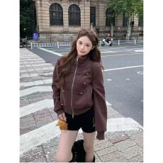 批发档口上新 2026年秋季新款<b class='q'>女</b>装立领短款<b class='q'>夹克</b>修身显瘦百搭外套
