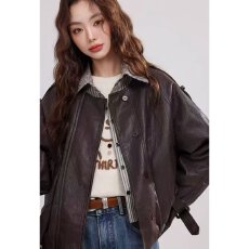 批发档口上新 2026年秋季新款<b class='q'>女</b>装宽松落肩翻领短款仿皮<b class='q'>夹克</b>外套百搭