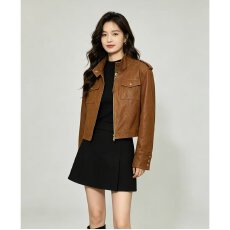 批发档口上新 2026年秋季新款<b class='q'>女</b>装立领短款皮<b class='q'>夹克</b>机车风外套百搭