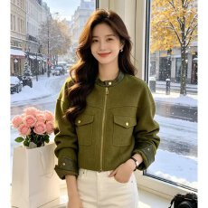 批发档口上新 2026年秋冬新款<b class='q'>女</b>装宽松短款立领拼接拉链<b class='q'>夹克</b>外套百搭
