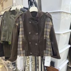批发档口上新 2026年春秋季新款<b class='q'>女</b>士拼接格纹立领双排扣短款<b class='q'>夹克</b>外套