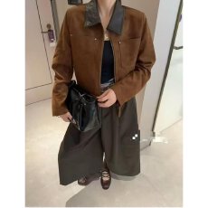批发档口上新 2026年春秋季新款<b class='q'>女</b>装复古翻领撞色拼接短款<b class='q'>夹克</b>外套