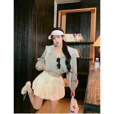 批发档口上新2026年夏季女装休闲套装短款连帽外套蕾丝拼接<b class='q'>花苞</b><b class='q'>裙</b>