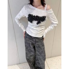 批发档口上新 2026夏季新款女装辣妹斜肩露肩长袖针织衫修身短款上衣