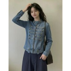 批发档口上新 2026春秋季新款<b class='q'>女装</b>立领拉链短款牛仔<b class='q'>外套</b>修身百搭夹克