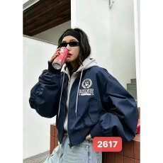 批发档口上新2026年秋冬新款女装宽松立领夹棉外套<b class='q'>棒球</b>服字母印花夹克