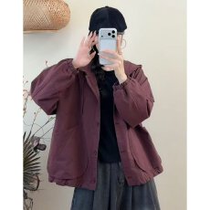 批发档口上新 2026年春秋季女装宽松连帽长袖外套<b class='q'>中长款</b>夹克<b class='q'>风衣</b>
