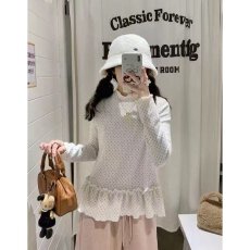 批发档口上新2026年秋冬新款女装波点<b class='q'>荷叶边</b>半高领长袖针织衫<b class='q'>毛衣</b>上衣