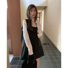 批发档口上新 2026年夏季新款女装甜美学院风背心裙两件套长袖<b class='q'>连衣裙</b>