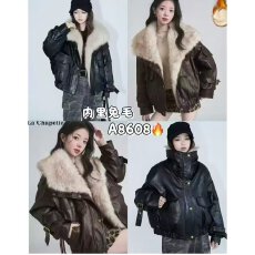 批发档口上新 2026年<b class='q'>秋</b>冬新款女装加绒加厚仿皮短款毛领皮夹克外套