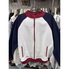 批发<b class='q'>运动</b>休闲拼色立领插肩袖短款拉链夹克 显瘦气质