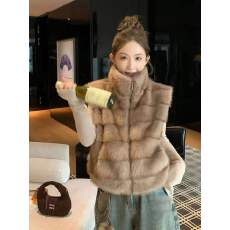 批发立领拉链仿<b class='q'>皮草</b>坎肩马甲女秋冬加厚保暖毛绒背心