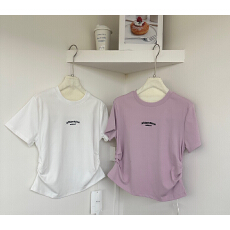 批发港风正肩短袖T恤<b class='q'>女装</b>夏季新品打底衫修身显瘦掐腰设计感上衣