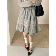 批发SULI2026春夏新款甜美仙女风网纱蛋糕短裙女<b class='q'>高腰</b>A字蓬蓬半身裙