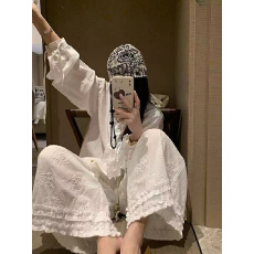 批发SULI白色<b class='q'>纯棉</b>刺绣钩花阔腿裤女夏季新款韩版气质百搭直筒裤有内衬