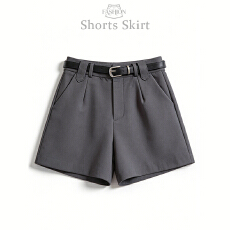 批发实拍灰色西装短裤女春夏2026新款小个子显瘦宽松高腰a字阔腿裤子